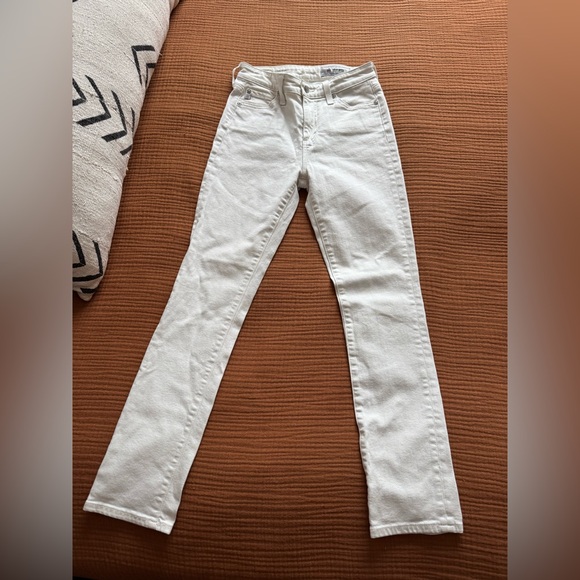 AG Adriano Goldschmied Jeans White Denim The Mari High Rise Straight EUC Sz 25R - Picture 8 of 14
